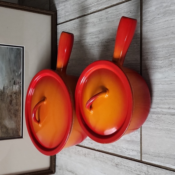 Belgium Kitchen Vintage Belgium Enamel Orange Flame Cast Iron